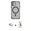 MARSİLYAN™- iPhone 11 Kılıf Eksen Klasik Koleksiyonu - Şeffaf Pasifik Cam Ekran Koruyucu + Pers Alüminyum Kamera Lens - YL