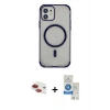 MARSİLYAN™- iPhone 11 Kılıf Eksen Klasik Koleksiyonu - Şeffaf Royal Nano Ekran Koruyucu + Pers Alüminyum Kamera Lens - KI