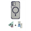 MARSİLYAN™- iPhone 11 Kılıf Eksen Klasik Koleksiyonu - Şeffaf Royal Nano Ekran Koruyucu + Raze Metal Kamera Lens - KI