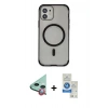MARSİLYAN™- iPhone 11 Kılıf Eksen Klasik Koleksiyonu - Şeffaf Royal Nano Ekran Koruyucu + Raze Metal Kamera Lens - KI