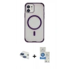 MARSİLYAN™- iPhone 11 Kılıf Eksen Klasik Koleksiyonu - Şeffaf Royal Nano Ekran Koruyucu + Pers Alüminyum Kamera Lens - LT