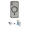 MARSİLYAN™- iPhone 11 Kılıf Eksen Klasik Koleksiyonu - Şeffaf Royal Nano Ekran Koruyucu + Pers Alüminyum Kamera Lens - LT
