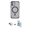 MARSİLYAN™- iPhone 11 Kılıf Eksen Klasik Koleksiyonu - Şeffaf Royal Nano Ekran Koruyucu + Pers Alüminyum Kamera Lens - LT