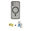 MARSİLYAN™- iPhone 11 Kılıf Eksen Klasik Koleksiyonu - Şeffaf Royal Nano Ekran Koruyucu + Rainbow Kamera Lens Koruma Cam - KI