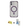 MARSİLYAN™- iPhone 11 Kılıf Eksen Klasik Koleksiyonu - Şeffaf Royal Nano Ekran Koruyucu + Rainbow Kamera Lens Koruma Cam - KI