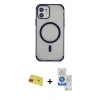 MARSİLYAN™- iPhone 11 Kılıf Eksen Klasik Koleksiyonu - Şeffaf Royal Nano Ekran Koruyucu + Rainbow Kamera Lens Koruma Cam - KI
