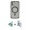 MARSİLYAN™- iPhone 11 Kılıf Eksen Klasik Koleksiyonu - Şeffaf Royal Nano Ekran Koruyucu + Raze Metal Kamera Lens - MI