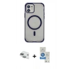 MARSİLYAN™- iPhone 11 Kılıf Eksen Klasik Koleksiyonu - Şeffaf Royal Nano Ekran Koruyucu + Pers Alüminyum Kamera Lens - YL