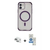 MARSİLYAN™- iPhone 11 Kılıf Eksen Klasik Koleksiyonu - Şeffaf Royal Nano Ekran Koruyucu + Pers Alüminyum Kamera Lens - YL