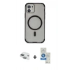MARSİLYAN™- iPhone 11 Kılıf Eksen Klasik Koleksiyonu - Şeffaf Royal Nano Ekran Koruyucu + Pers Alüminyum Kamera Lens - YL