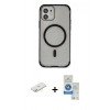 MARSİLYAN™- iPhone 11 Kılıf Eksen Klasik Koleksiyonu - Şeffaf Royal Nano Ekran Koruyucu + Renkli Kamera Lens Koruma Cam - YL