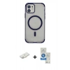 MARSİLYAN™- iPhone 11 Kılıf Eksen Klasik Koleksiyonu - Şeffaf Royal Nano Ekran Koruyucu + Renkli Kamera Lens Koruma Cam - YL