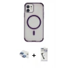MARSİLYAN™- iPhone 11 Kılıf Eksen Klasik Koleksiyonu - Şeffaf Uv Polymer Nano Ekran Koruyucu + Pers Alüminyum Kamera Lens - GI