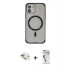 MARSİLYAN™- iPhone 11 Kılıf Eksen Klasik Koleksiyonu - Şeffaf Uv Polymer Nano Ekran Koruyucu + Gold Pers Alüminyum Kamera Lens