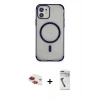 MARSİLYAN™- iPhone 11 Kılıf Eksen Klasik Koleksiyonu - Şeffaf Uv Polymer Nano Ekran Koruyucu + Pers Alüminyum Kamera Lens - KI