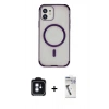 MARSİLYAN™- iPhone 11 Kılıf Eksen Klasik Koleksiyonu - Şeffaf Uv Polymer Nano Ekran Koruyucu + PVD Metal Kamera Lens - MI