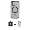 MARSİLYAN™- iPhone 11 Kılıf Eksen Klasik Koleksiyonu - Şeffaf Uv Polymer Nano Ekran Koruyucu + PVD Metal Kamera Lens - MI
