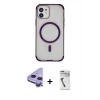 MARSİLYAN™- iPhone 11 Kılıf Eksen Klasik Koleksiyonu - Şeffaf Uv Polymer Nano Ekran Koruyucu + Raze Metal Kamera Lens - MR