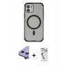 MARSİLYAN™- iPhone 11 Kılıf Eksen Klasik Koleksiyonu - Şeffaf Uv Polymer Nano Ekran Koruyucu + Raze Metal Kamera Lens - MR