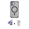 MARSİLYAN™- iPhone 11 Kılıf Eksen Klasik Koleksiyonu - Şeffaf Uv Polymer Nano Ekran Koruyucu + Raze Metal Kamera Lens - MR