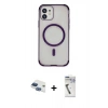 MARSİLYAN™- iPhone 11 Kılıf Eksen Klasik Koleksiyonu - Şeffaf Uv Polymer Nano Ekran Koruyucu + Pers Alüminyum Kamera Lens - LT