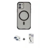 MARSİLYAN™- iPhone 11 Kılıf Eksen Klasik Koleksiyonu - Şeffaf Uv Polymer Nano Ekran Koruyucu + Pers Alüminyum Kamera Lens - LT