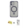 MARSİLYAN™- iPhone 11 Kılıf Eksen Klasik Koleksiyonu - Şeffaf Uv Polymer Nano Ekran Koruyucu + Rainbow Kamera Lens Koruma Cam - KI