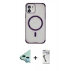MARSİLYAN™- iPhone 11 Kılıf Eksen Klasik Koleksiyonu - Şeffaf Uv Polymer Nano Ekran Koruyucu + Raze Metal Kamera Lens - MI
