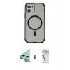 MARSİLYAN™- iPhone 11 Kılıf Eksen Klasik Koleksiyonu - Şeffaf Uv Polymer Nano Ekran Koruyucu + Raze Metal Kamera Lens - MI