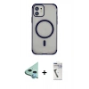 MARSİLYAN™- iPhone 11 Kılıf Eksen Klasik Koleksiyonu - Şeffaf Uv Polymer Nano Ekran Koruyucu + Raze Metal Kamera Lens - MI