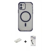 MARSİLYAN™- iPhone 11 Kılıf Eksen Klasik Koleksiyonu - Şeffaf Uv Polymer Nano Ekran Koruyucu + Renkli Kamera Lens Koruma Cam - TU