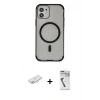 MARSİLYAN™- iPhone 11 Kılıf Eksen Klasik Koleksiyonu - Şeffaf Uv Polymer Nano Ekran Koruyucu + Renkli Kamera Lens Koruma Cam - YL