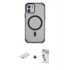 MARSİLYAN™- iPhone 11 Kılıf Eksen Klasik Koleksiyonu - Şeffaf Uv Polymer Nano Ekran Koruyucu + Renkli Kamera Lens Koruma Cam - YL