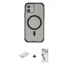 MARSİLYAN™- iPhone 11 Kılıf Eksen Klasik Koleksiyonu - Şeffaf Uv Polymer Nano Ekran Koruyucu + Renkli Kamera Lens Koruma Cam - TU