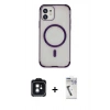 MARSİLYAN™- iPhone 11 Kılıf Eksen Klasik Koleksiyonu - Şeffaf Uv Polymer Nano Ekran Koruyucu + Siyah PVD Metal Kamera Lens