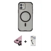 MARSİLYAN™- iPhone 11 Kılıf Eksen Klasik Koleksiyonu - Şeffaf Uv Polymer Nano Ekran Koruyucu + Raze Metal Kamera Lens - SH