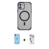 MARSİLYAN™- iPhone 11 Kılıf Eksen Klasik Koleksiyonu - Şeffaf Uv Polymer Nano Ekran Koruyucu + Turuncu Neon Fosforlu Kamera Lens