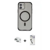 MARSİLYAN™- iPhone 11 Kılıf Eksen Klasik Koleksiyonu - Şeffaf Uv Polymer Nano Ekran Koruyucu + Yeşil Pers Alüminyum Kamera Lens