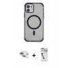 MARSİLYAN™- iPhone 11 Kılıf Eksen Klasik Koleksiyonu - Şeffaf Uv Polymer Nano Ekran Koruyucu + Yeşil Pers Alüminyum Kamera Lens