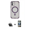 MARSİLYAN™- iPhone 11 Kılıf Eksen Klasik Koleksiyonu - Siyah 34D Hayalet Izgaralı Cam + Kamera Lens Koruma Cam - SF