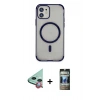 MARSİLYAN™- iPhone 11 Kılıf Eksen Klasik Koleksiyonu - Siyah 34D Hayalet Izgaralı Cam + Raze Metal Kamera Lens - KI