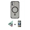 MARSİLYAN™- iPhone 11 Kılıf Eksen Klasik Koleksiyonu - Siyah 34D Hayalet Izgaralı Cam + Raze Metal Kamera Lens - KI