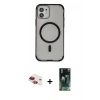 MARSİLYAN™- iPhone 11 Kılıf Eksen Klasik Koleksiyonu - Siyah 360 Mat Full Body Arka Koruyucu + Pers Alüminyum Kamera Lens - KI