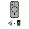 MARSİLYAN™- iPhone 11 Kılıf Eksen Klasik Koleksiyonu - Siyah 360 Mat Full Body Arka Koruyucu + Raze Metal Kamera Lens - KI