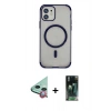 MARSİLYAN™- iPhone 11 Kılıf Eksen Klasik Koleksiyonu - Siyah 360 Mat Full Body Arka Koruyucu + Raze Metal Kamera Lens - KI