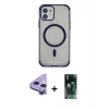 MARSİLYAN™- iPhone 11 Kılıf Eksen Klasik Koleksiyonu - Siyah 360 Mat Full Body Arka Koruyucu + Raze Metal Kamera Lens - MR