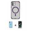 MARSİLYAN™- iPhone 11 Kılıf Eksen Klasik Koleksiyonu - Siyah 360 Mat Full Body Arka Koruyucu + Neon Fosforlu Kamera Lens - TU