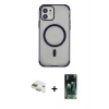 MARSİLYAN™- iPhone 11 Kılıf Eksen Klasik Koleksiyonu - Siyah 360 Mat Full Body Arka Koruyucu + Pers Alüminyum Kamera Lens - GD