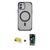 MARSİLYAN™- iPhone 11 Kılıf Eksen Klasik Koleksiyonu - Siyah 360 Mat Full Body Arka Koruyucu + Rainbow Kamera Lens Koruma Cam - KI