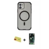 MARSİLYAN™- iPhone 11 Kılıf Eksen Klasik Koleksiyonu - Siyah 360 Mat Full Body Arka Koruyucu + Rainbow Kamera Lens Koruma Cam - KI